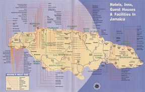Map of Hotels, Inns, Guest Houses and Facilities in Jamaica